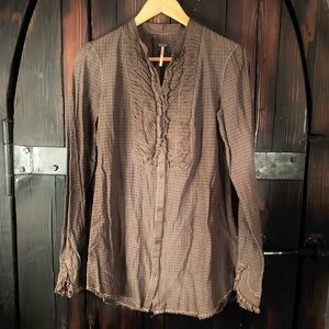 Free people prairie ruffle design long sleeve shirt S